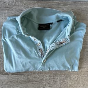 Bobby Jones Collection Golf Shirt Mens Large 100% Cotton Made in Turkey Blue